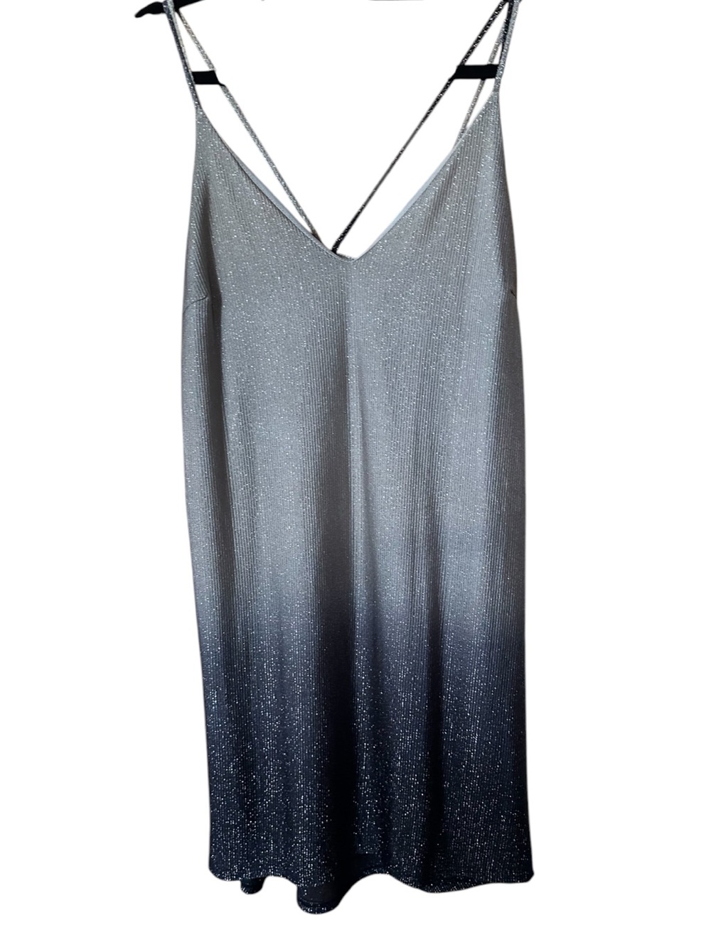Charlotte Russe Silver to Black Sparkle Ombre Slip Dress